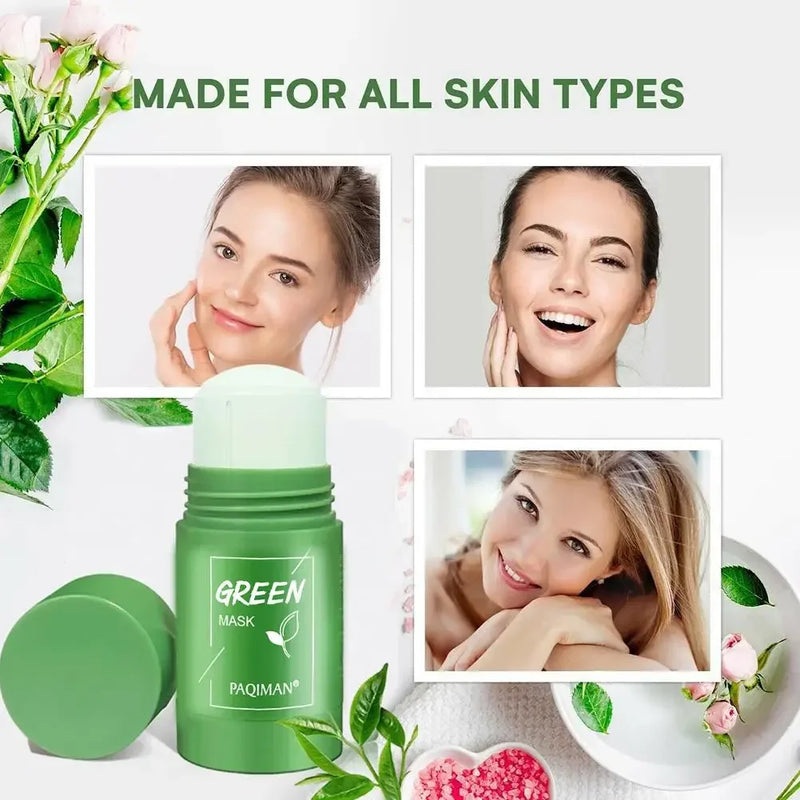 Máscara de Chá Verde de Limpeza Sólida - Remove Acne, Cravo e Hidrata sua Pele